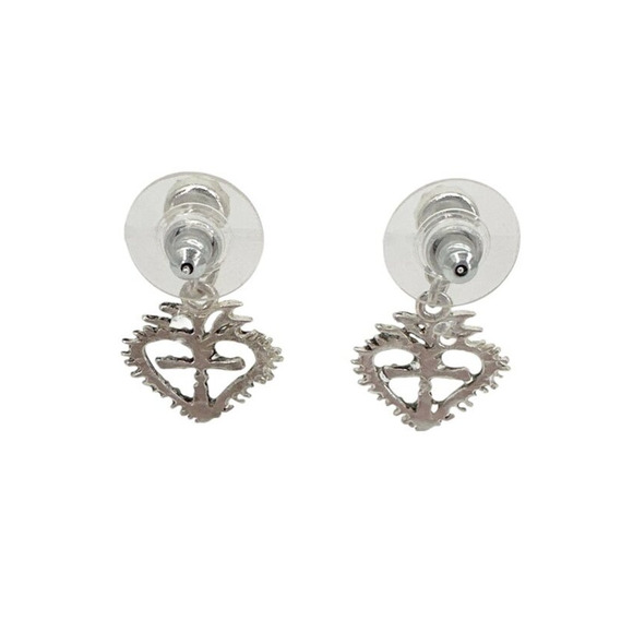 VIRGINS SAINTS & ANGELS VSA Queen of Hearts Crystal Drop Post Earrings in Silver - Picture 4 of 8